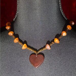Orange/Red Heart Pendant Necklace